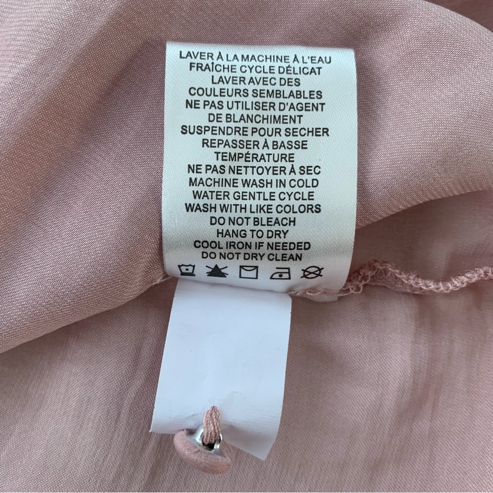RACHEL Rachel Roy Silky Light Pink V-Neck Long Sleeve Blouse ~ Women’s XL - Picture 8 of 8